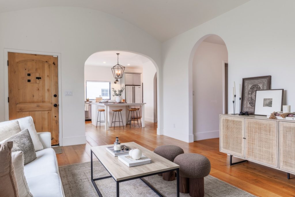 In Redondo, this mix-and-match approach suited the taupe, beige, and warm white palette, which added texture and contrast while keeping the overall look cohesive.
